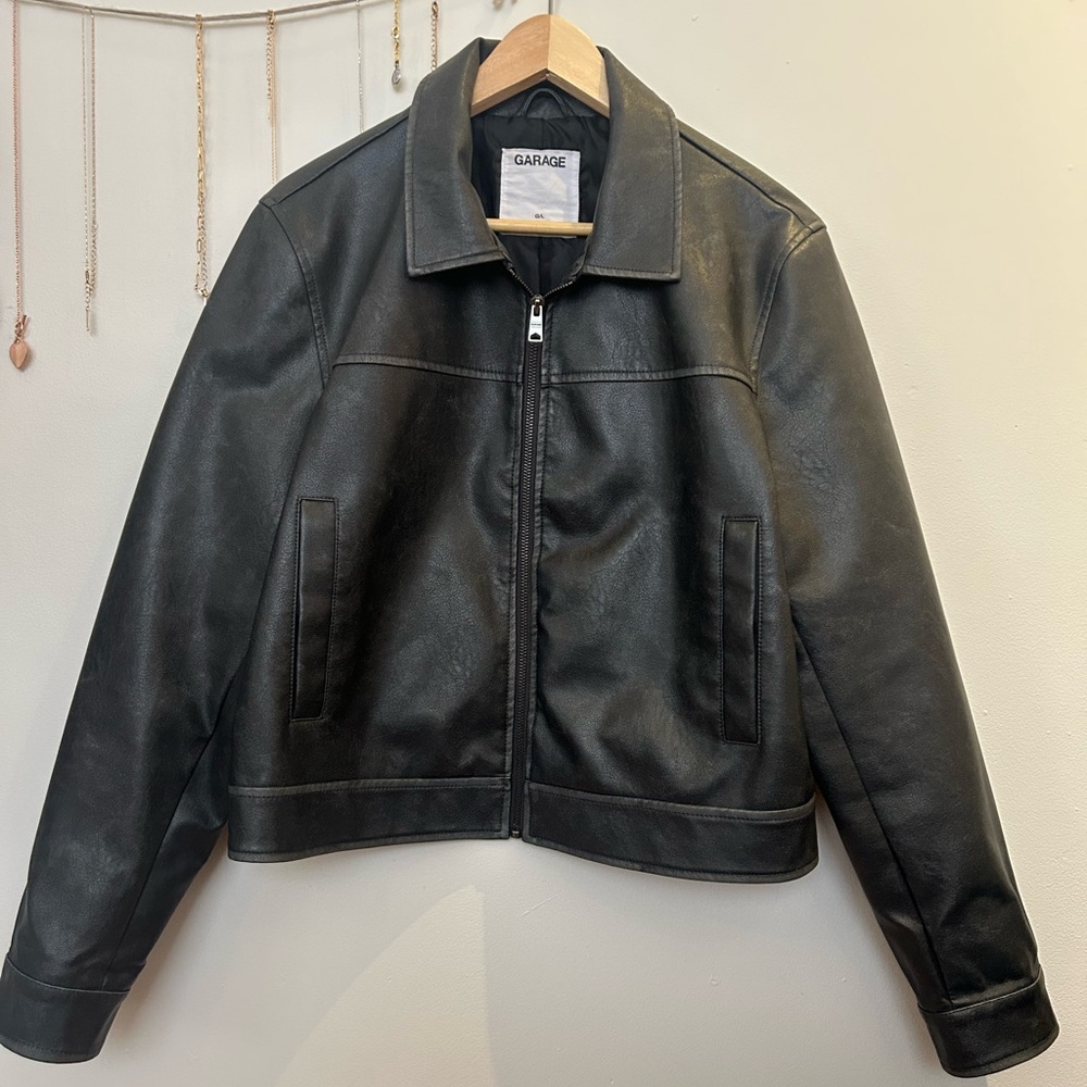 Garage Black Faux Leather Worker Jacket